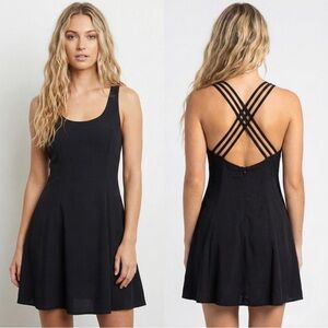 Vintage Bolide Black Strappy Mini Dress 5 Cross Back Fit and Flare Y2K Cocktail